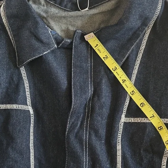 Men's Denim Jumpsuit with White Stitching - Picture 8 of 9